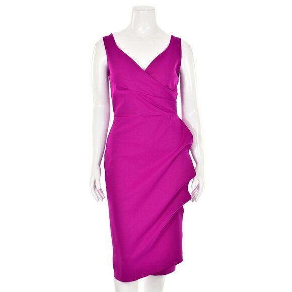 Chiara Boni La Petite Robe Surplice Style Sheath Dress in Magenta sz 50 / 14 US